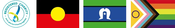 Flag icons - Aboriginal Flag. Torres Strait Islander Flag. LGBTIQA+ Flag